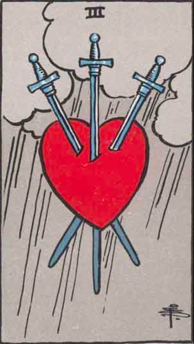 Três de Espadas significado no Tarot - Amor, Dinheiro, Saúde e mais -  TarotFarm